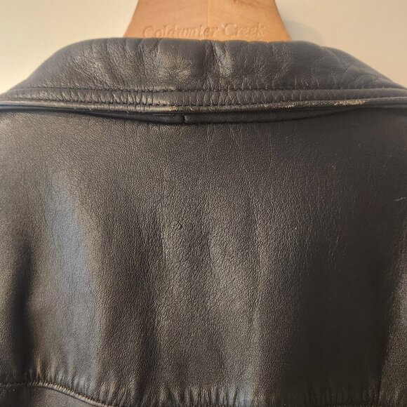 Vintage Bullskins Black Leather Jacket Biker Rocker Motorcycle Moto Womens 14 - Picture 9 of 16